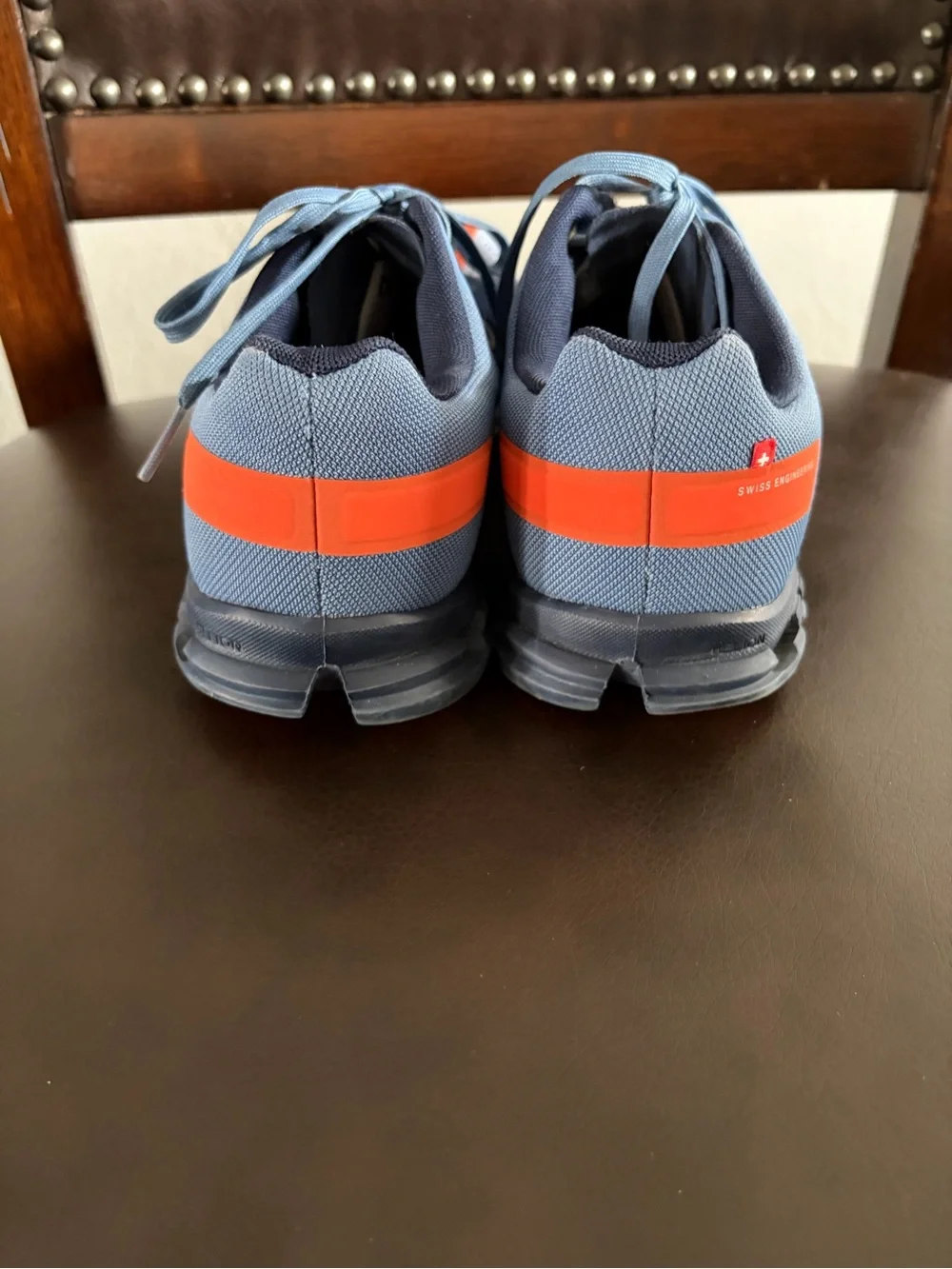 On Running Men’s Athletic Shoes - Blue with Orange Accents